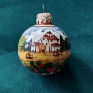 Hand-Painted Ceramic Holiday Christmas Tree Ornament Tuscany Landscape Italy
